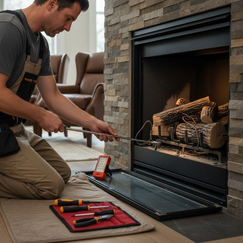 Local Gas Fireplace Log Repair pros at work